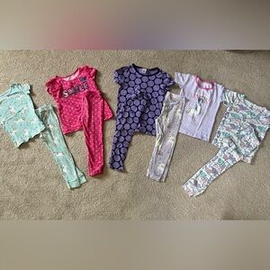 Girls 4T Kids Pajamas Bundle 6 sets of pajamas - Pink, Purple, Unicorns